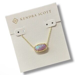 Kendra Scott Elisa Gold Pendant Necklace Lilac Kyocera Opal 15-17”- NEW